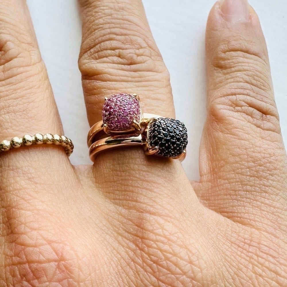 🖤Tiffany & Co. Black Spinel Sugar Stack Ring 18k Rose Gold, sz 5.25🖤 - Picture 2 of 4